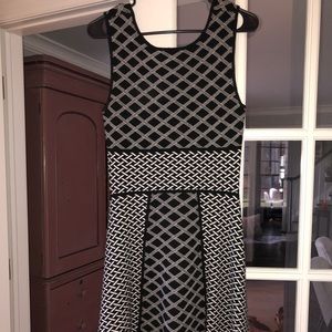 Black and white fit and flare dress